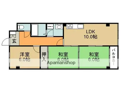 サンクレオビル(3LDK/4階)の間取り写真