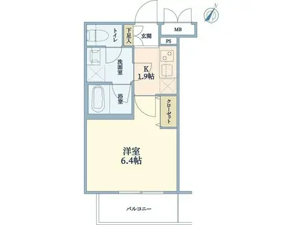 ウェルスクエア池田石橋Ⅲ(1K/4階)の間取り写真