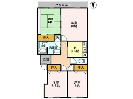 ロイヤルオーク(4K/1階)の間取り写真