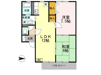 マイルドコート(2LDK/2階)の間取り写真