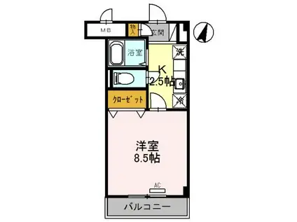 ツインステージ南花屋敷(1K/1階)の間取り写真