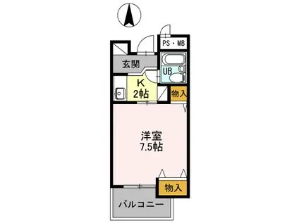 石橋パークヒルズ(1K/1階)の間取り写真