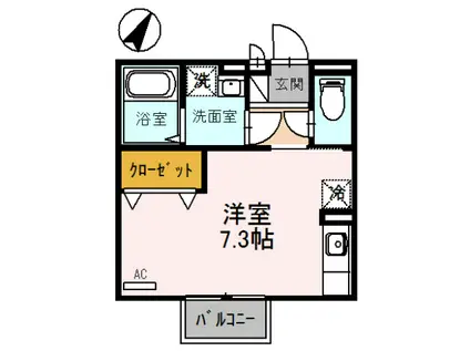 メゾンボヌール(ワンルーム/2階)の間取り写真