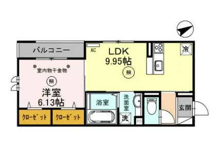 ピアレス綾羽(1LDK/3階)の間取り写真