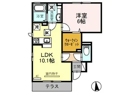 スカイヴィラ豊中(1LDK/1階)の間取り写真