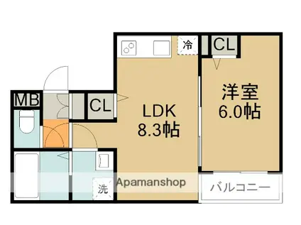 メゾンみけ(1LDK/3階)の間取り写真