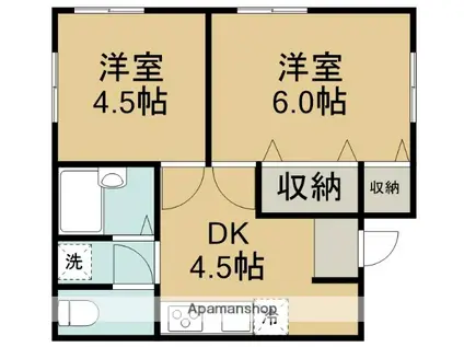 緑台マンション(2K/1階)の間取り写真