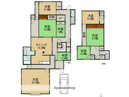 阪急電鉄箕面線 箕面駅 徒歩8分 2階建 築62年(6LDK)の間取り写真