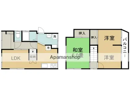 福知山線 北伊丹駅 徒歩20分 2階建 築54年(3DK)の間取り写真
