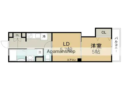 クリエオーレ豊島南(1LDK/1階)の間取り写真
