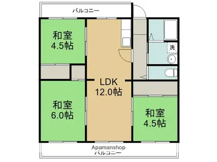 ドリームハイツ清和台(3LDK/5階)の間取り写真