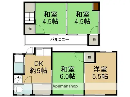 福知山線 川西池田駅 徒歩8分 2階建 築60年(4K)の間取り写真