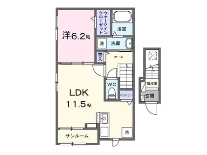 桜の町 千里川(1LDK/2階)の間取り写真
