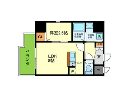 ONLYONEキセラタウン(1LDK/2階)の間取り写真