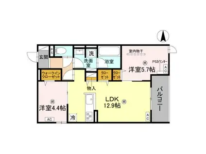 D-RESIDENCE宇保町(2LDK/3階)の間取り写真