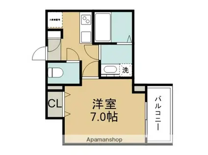 ココングランジュール川西小花(1K/1階)の間取り写真