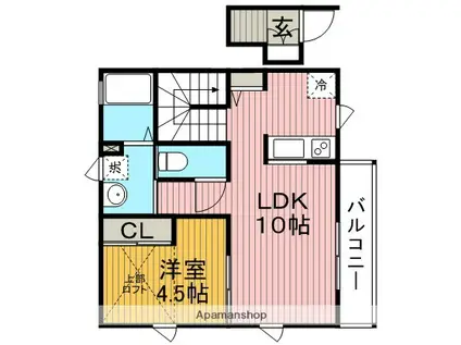 ピオレドール南桜塚(1LDK/2階)の間取り写真