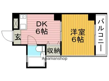 箕面コスモビル(1DK/3階)の間取り写真