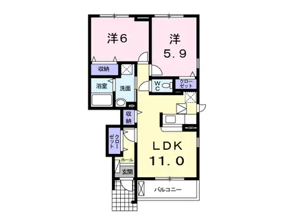 メゾンリュミエール(2LDK/1階)の間取り写真