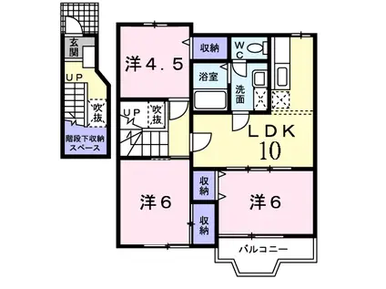 上野芝ガーデン(3LDK/2階)の間取り写真