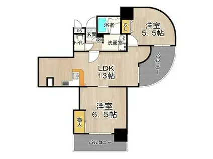フェルザ住之江公園(2LDK/9階)の間取り写真