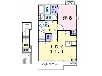 プラージュ・ミディ(1LDK/2階)の間取り写真