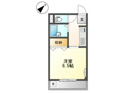 メロディーハイム(1K/1階)の間取り写真