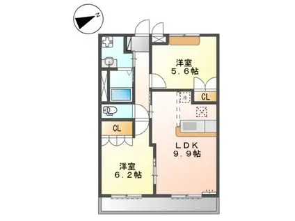 ハーフパッチ(2LDK/1階)の間取り写真