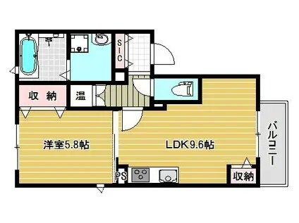 シャロームⅡ(1LDK/2階)の間取り写真