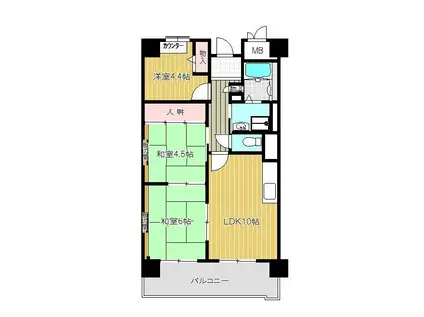 メゾンドーム三軒家(3LDK/6階)の間取り写真