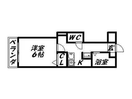 ポレール新石切(1K/2階)の間取り写真