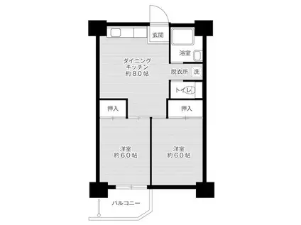 ビレッジハウス泉北栂タワー1号棟(2DK/12階)の間取り写真