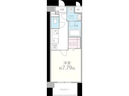 カサアスール(1K/4階)の間取り写真