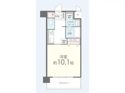 スクウェア J(1K/4階)の間取り写真