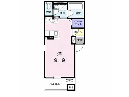 カルバス ヴィラージュ(ワンルーム/2階)の間取り写真