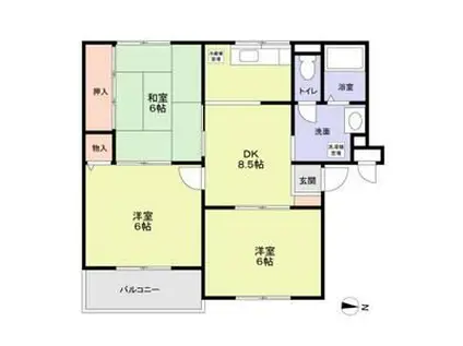 ニューリバーサイド八尾南B(3DK/3階)の間取り写真