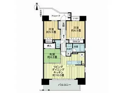 ネバーランド阿倍野西田辺(3LDK/10階)の間取り写真