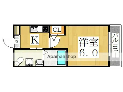 GRAND PACIFIC北畠(1K/8階)の間取り写真