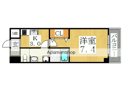 レクシア平野(1K/4階)の間取り写真