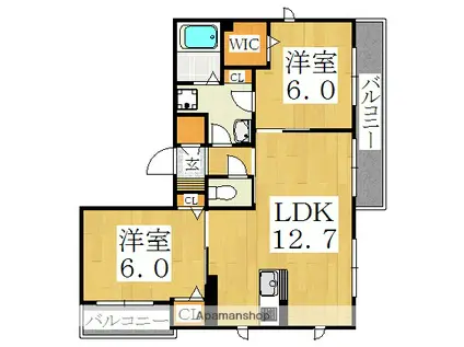 シャーメゾンブランシェ(2LDK/2階)の間取り写真