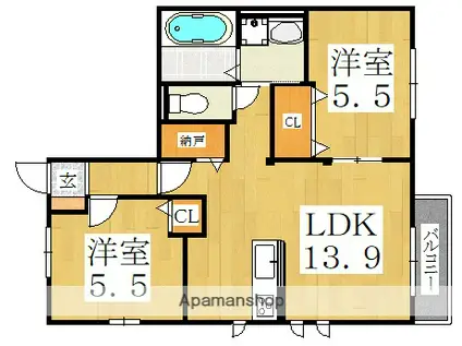 COZYハイムあびこ(2LDK/2階)の間取り写真