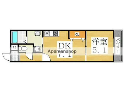 フジパレス杉本町1番館(1DK/1階)の間取り写真