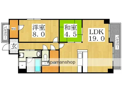 ヴェルドミールユモト(2LDK/4階)の間取り写真