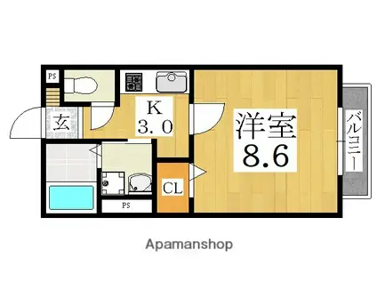 パークサイドハイムアビコ(1K/2階)の間取り写真