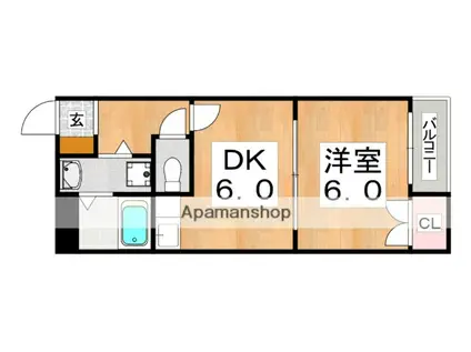 NYK針中野(1DK/2階)の間取り写真