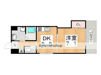 ヴィ—ブル駒川(1DK/2階)の間取り写真
