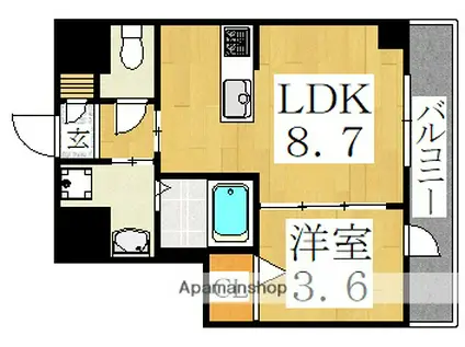 ケーアイコート南田辺(1LDK/6階)の間取り写真