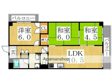 エクセルドメイン南田辺(3LDK/2階)の間取り写真