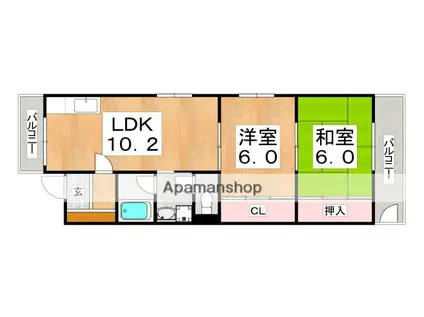 ラ・モードNISIKAWA2(2LDK/1階)の間取り写真