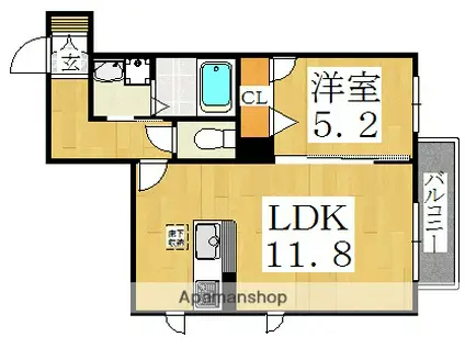 アビデサントル(1LDK/1階)の間取り写真